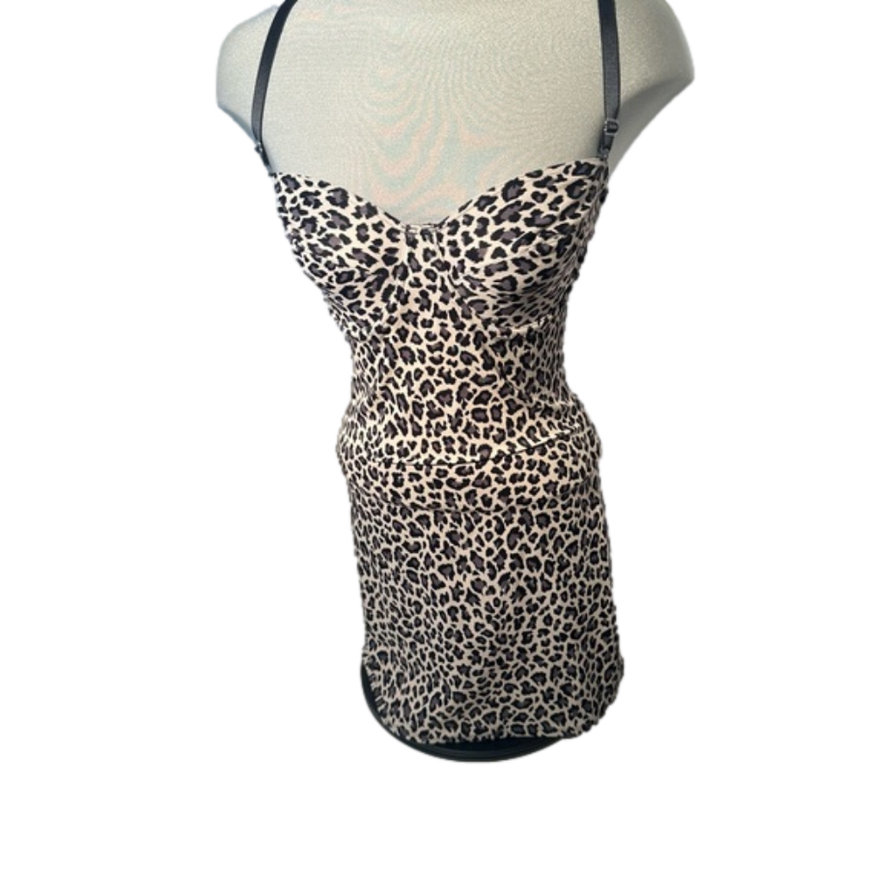 NANCY Ganz Bodyslimmers 36 C leopard removable strap slip dress